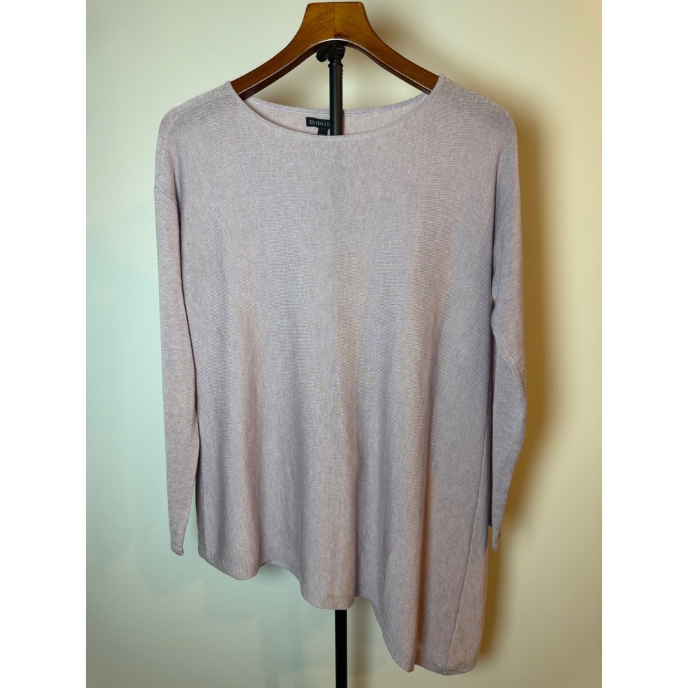 Eileen Fisher Womens XS Light Purple Asymmetrical Hem Knit Tunic Top